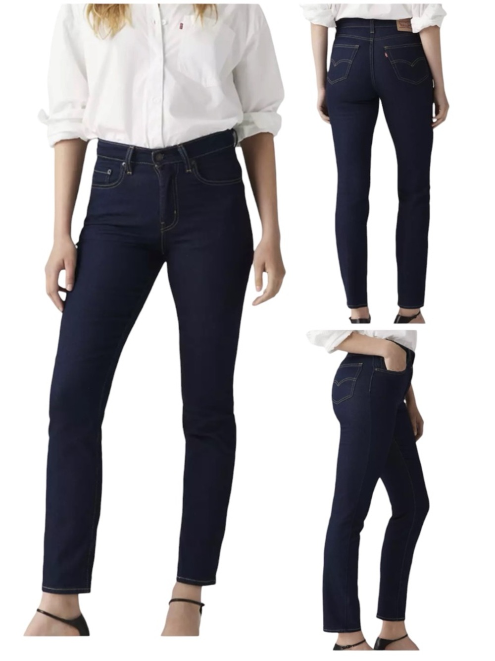 Levi’s 724 High Rise Straight Jeans Size 27 Dark Blue Denim